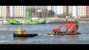 Boxer dredger under tow