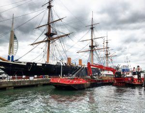 Witton dredging along side the HMS WARRIOR